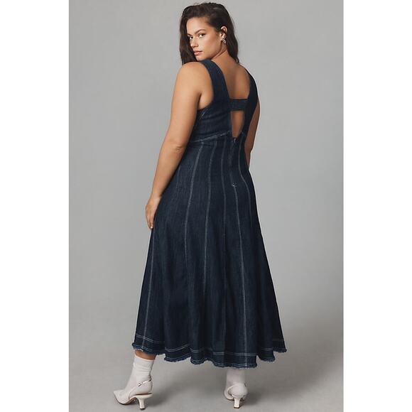Anthropologie x Pilcro Seamed V-Neck Denim Dress Women's Anthro Plus Size 26W 26 - Picture 14 of 16